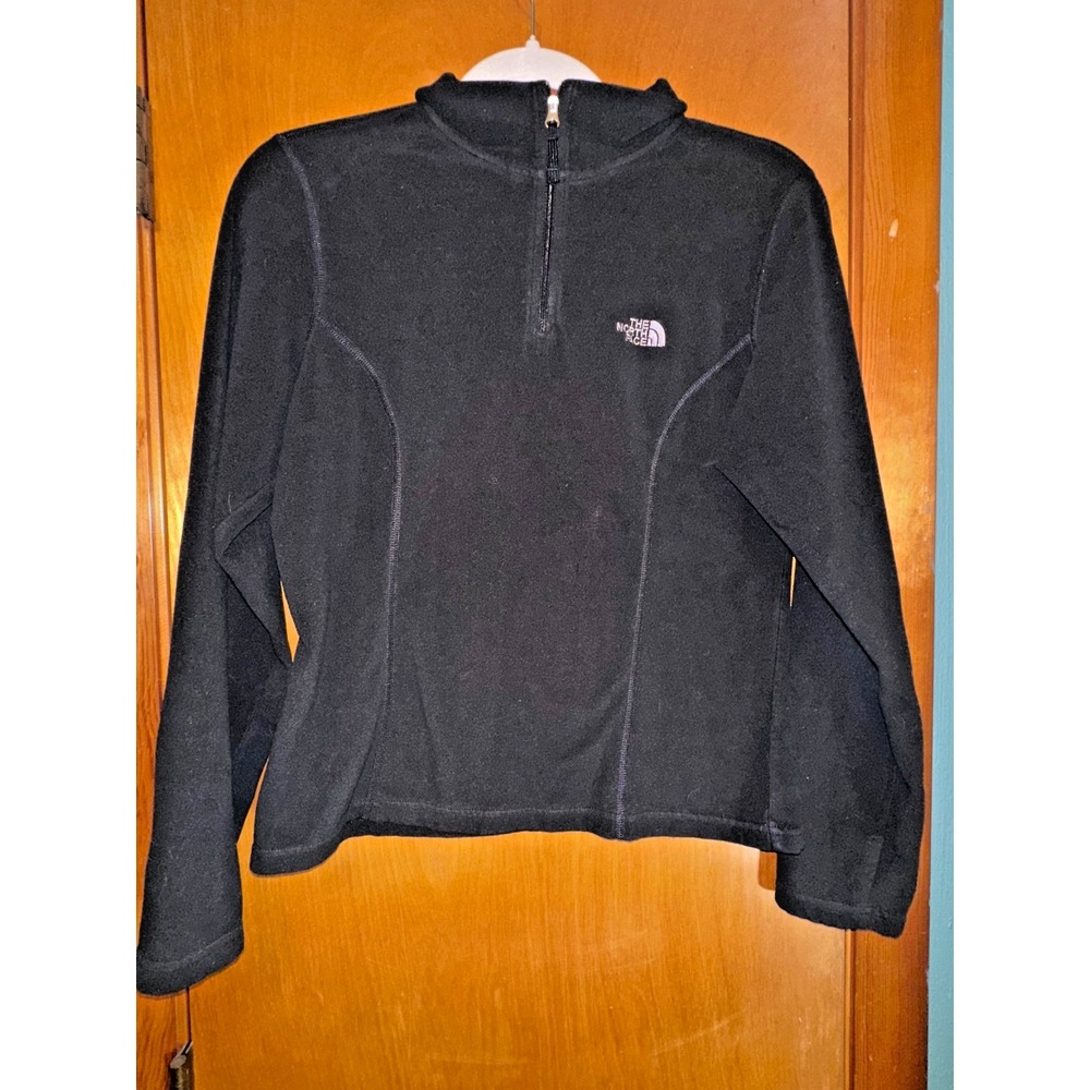 The North Face TKA 100 1/4 Zip Up Fleece Jacket Size Black Women M - Picture 1 of 9